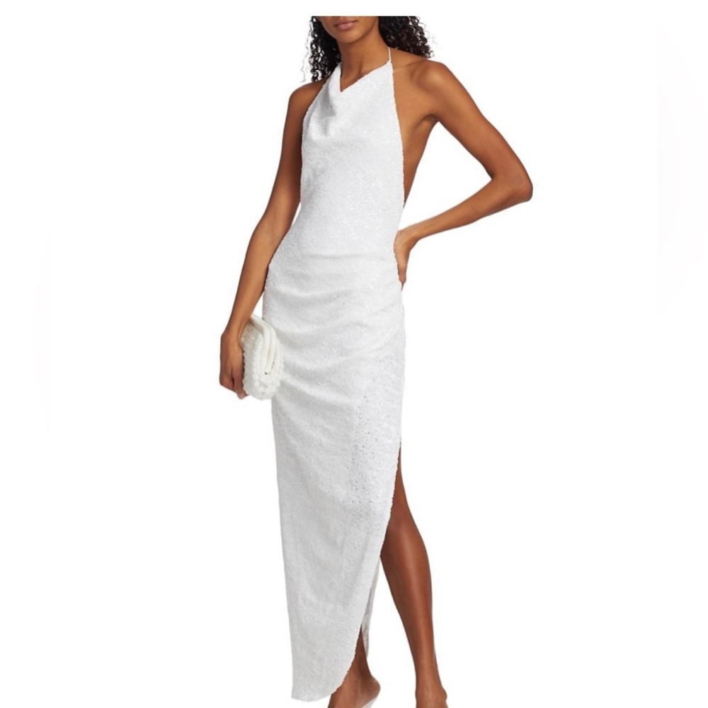 Amanda Uprichard Elektra Asymmetric Sequined Gown